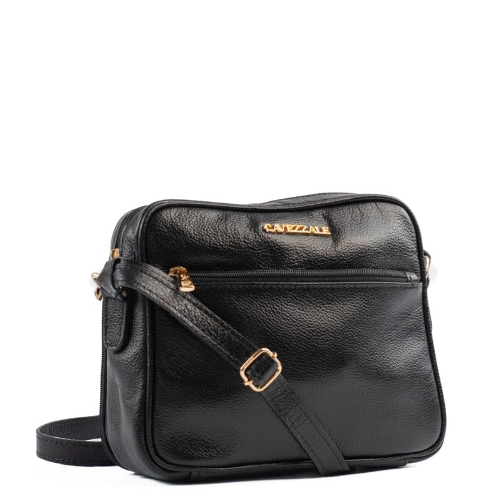 Bolsa Tiracolo Média de Couro Soft Cavezzale Preto 105058 – cavezzale