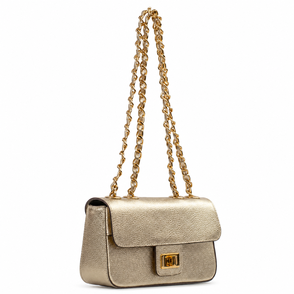 Bolsa de Couro Metalizado Cavezzale Ouro Light 104132