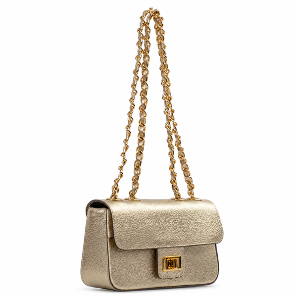 Bolsa de Couro Metalizado Cavezzale Ouro Light 104132