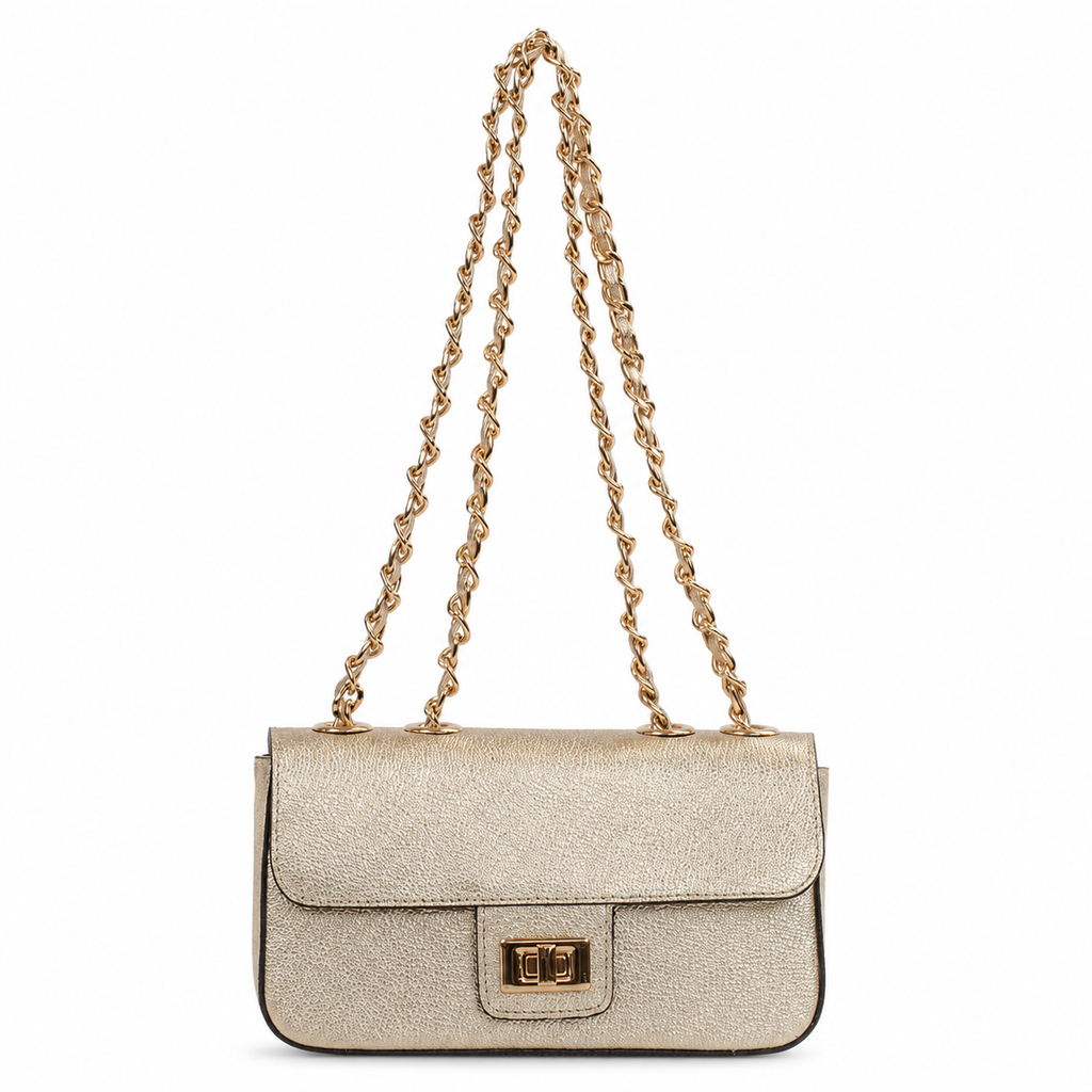Bolsa de Couro Metalizado Cavezzale Ouro Light 104132