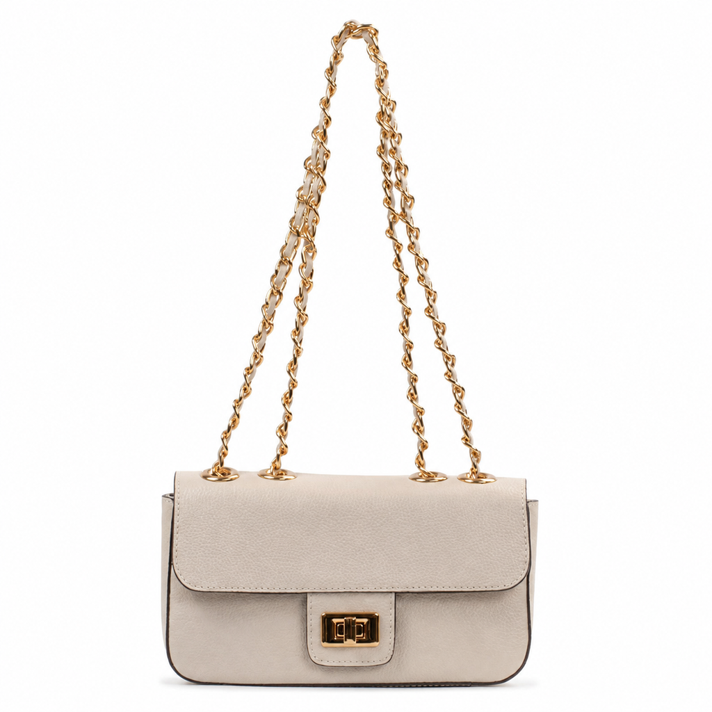 Bolsa de Couro Metalizado Cavezzale Off White 104132