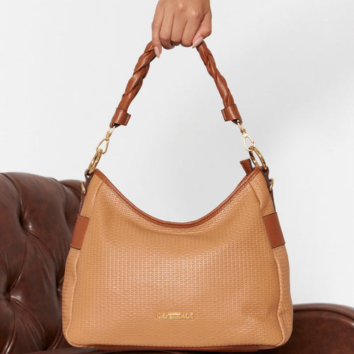 Bolsa Hobo Grande de Couro Soft Cavezzale Caramelo/Whisky 104538