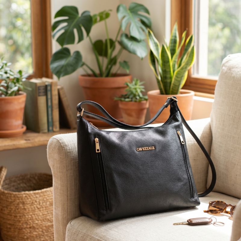 Bolsa Hobo Grande Couro Soft Cavezzale Preto 105661