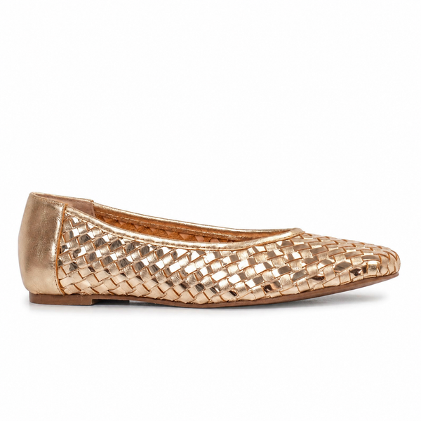Sapatilha de Couro New Veneto Cavezzale Cristal/Ouro Light 105939