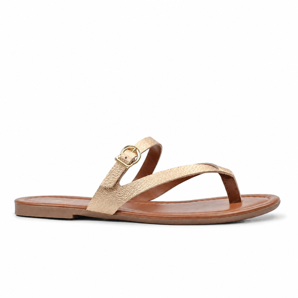 Sandália de Couro Slim Fly Cavezzale Ouro Light 105944
