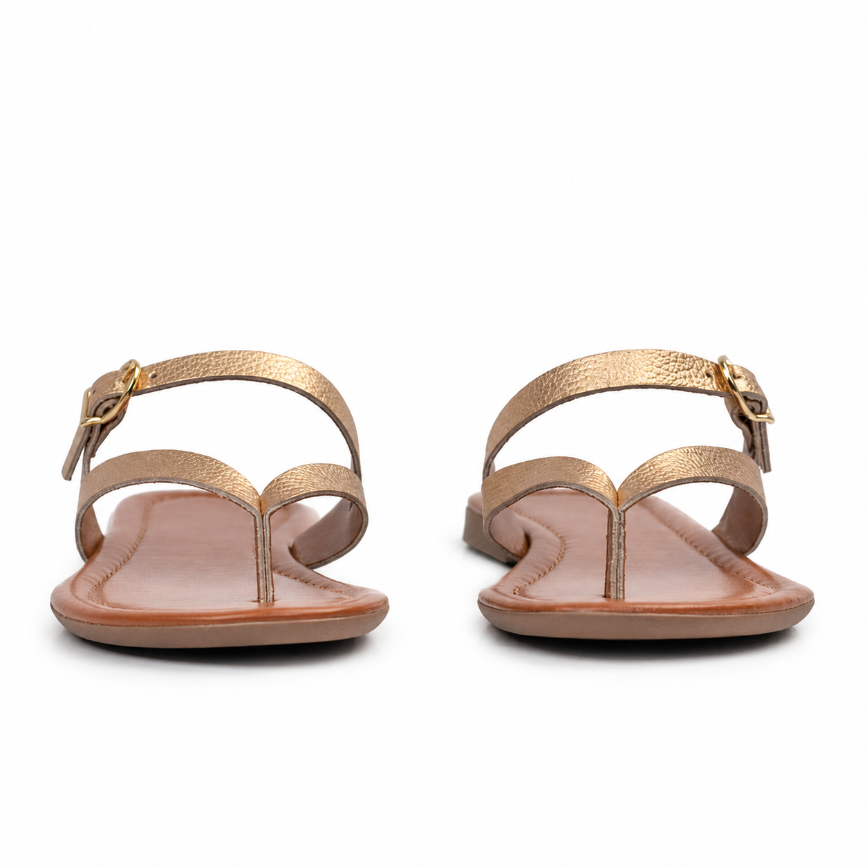 Sandália de Couro Slim Fly Cavezzale Ouro Light 105944