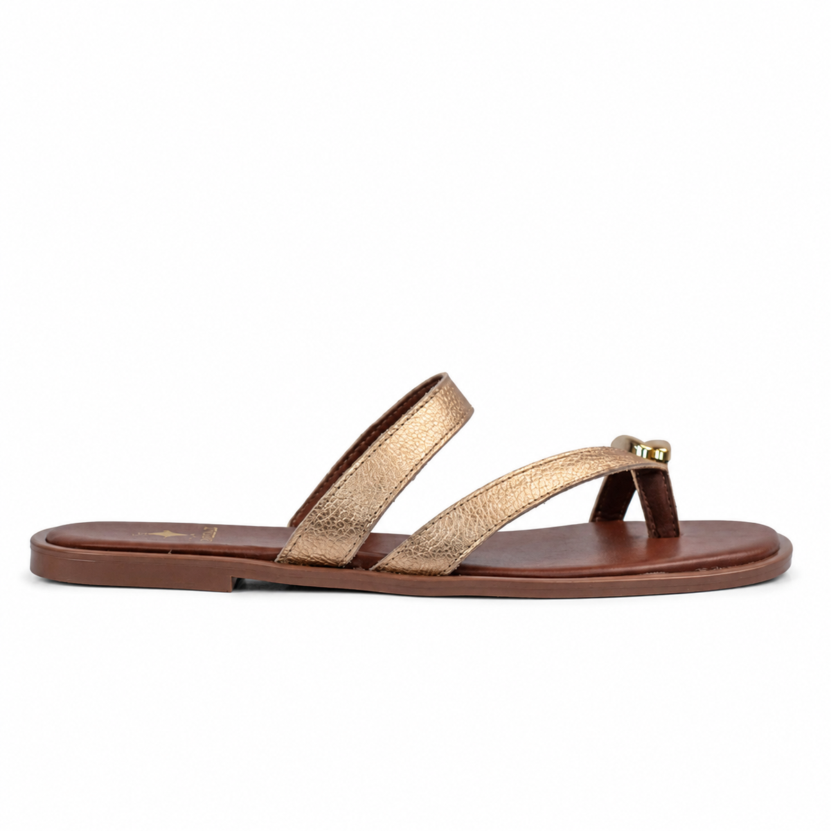 Sandália de Couro Slim Fly Cavezzale Ouro Light 105944
