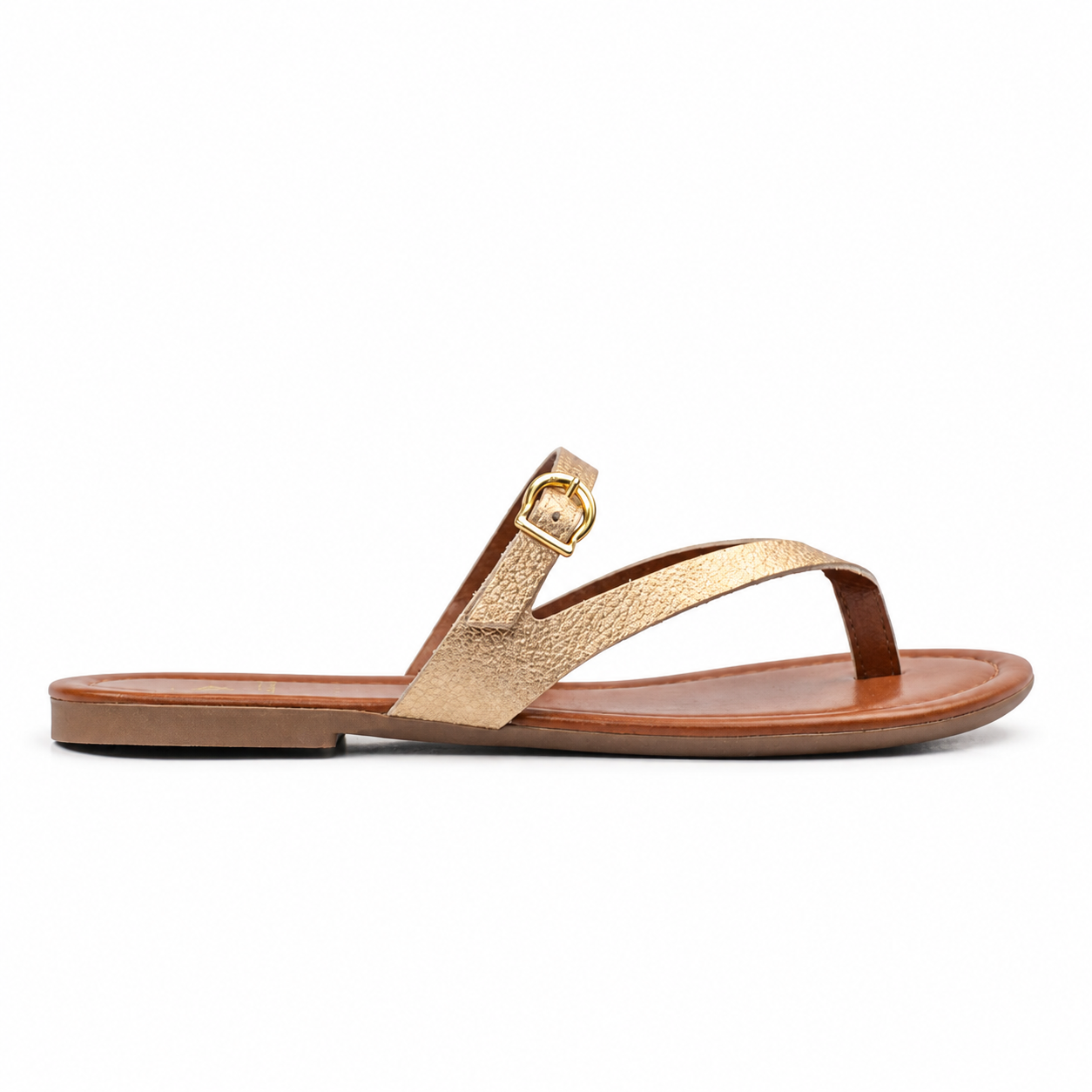 Sandália de Couro Slim Fly Cavezzale Ouro Light 105944