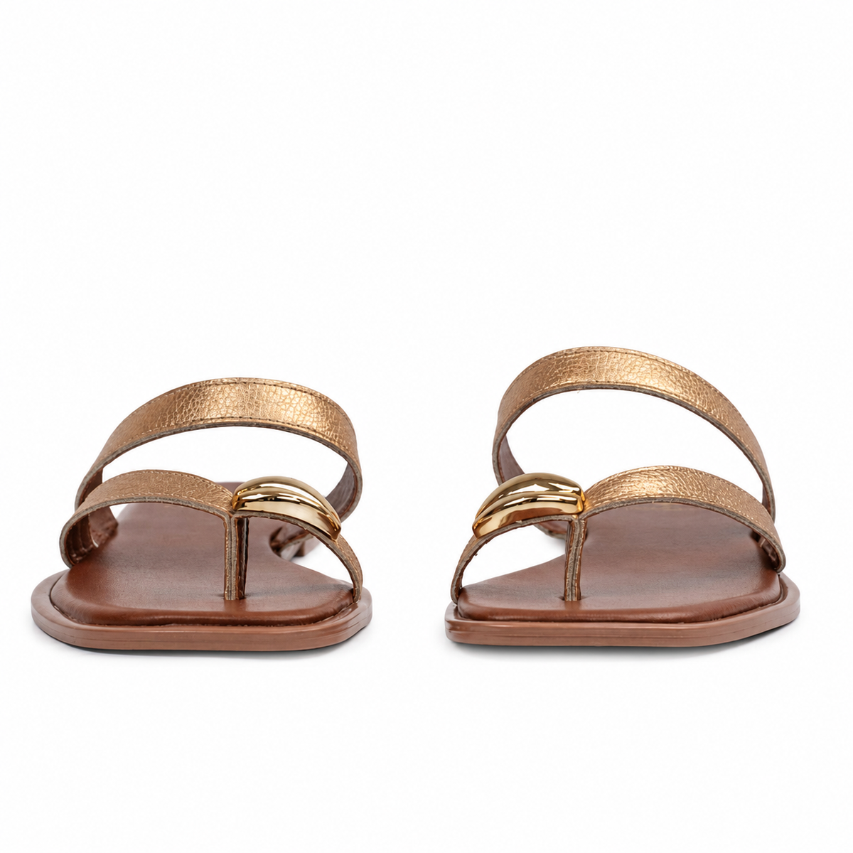Sandália de Couro Slim Fly Cavezzale Ouro Light 105944