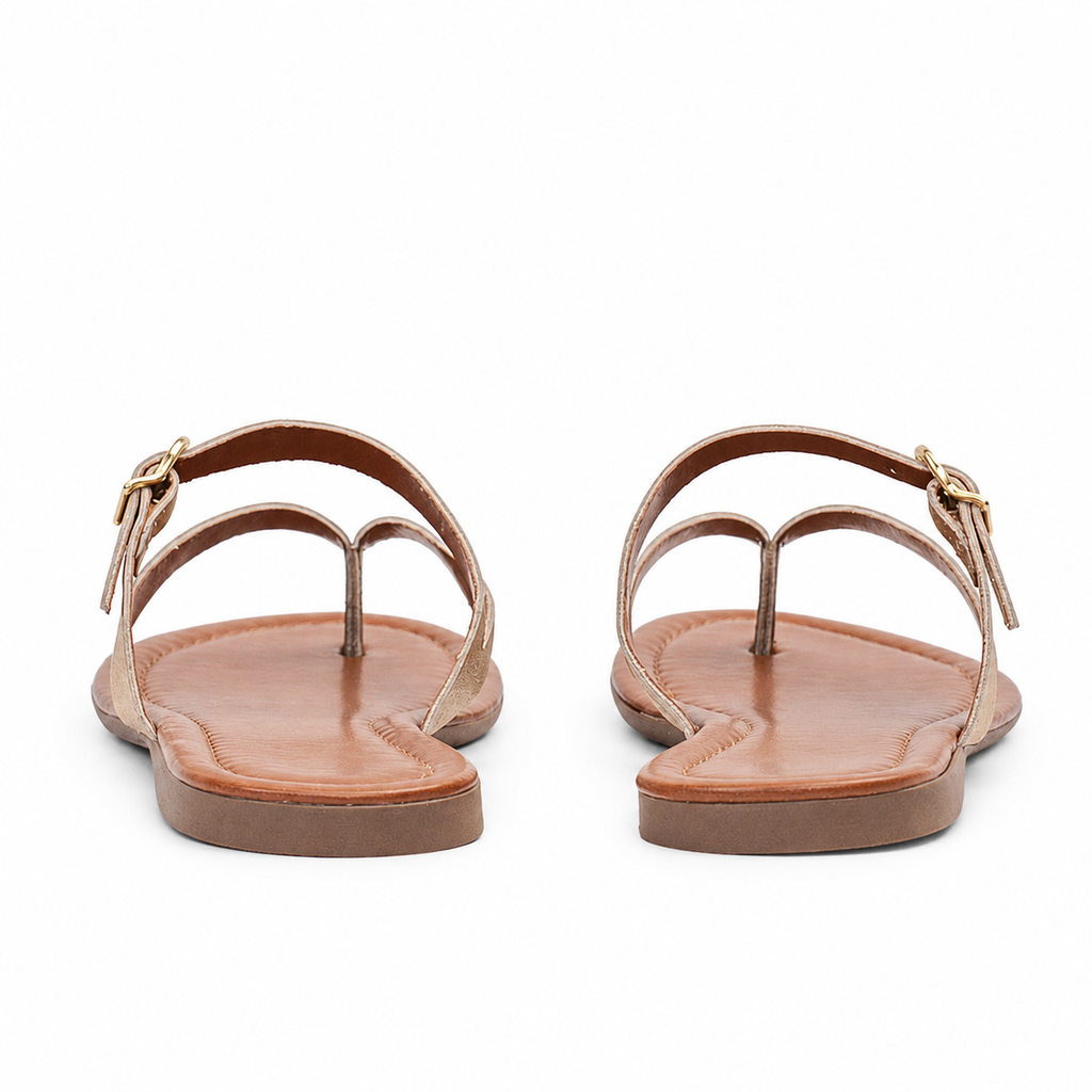 Sandália de Couro Slim Fly Cavezzale Ouro Light 105944