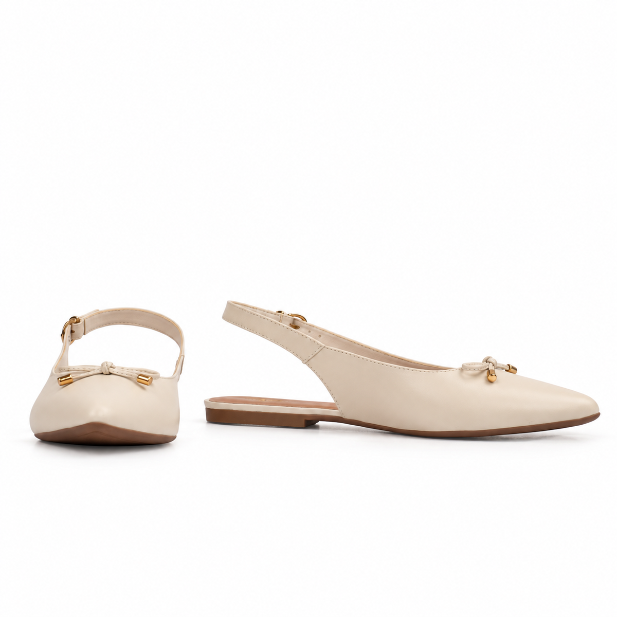 Slingback de Couro Atanado Cavezzale Off White 105952
