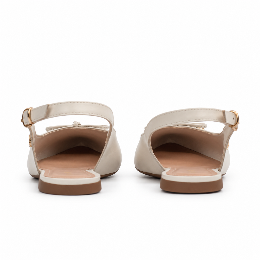 Slingback de Couro Atanado Cavezzale Off White 105952