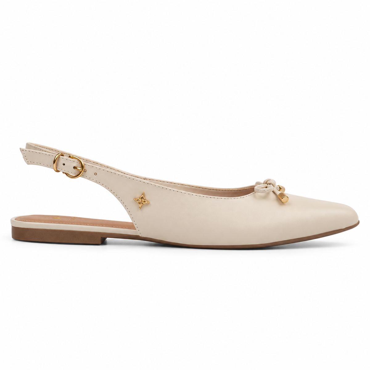 Slingback de Couro Atanado Cavezzale Off White 105952
