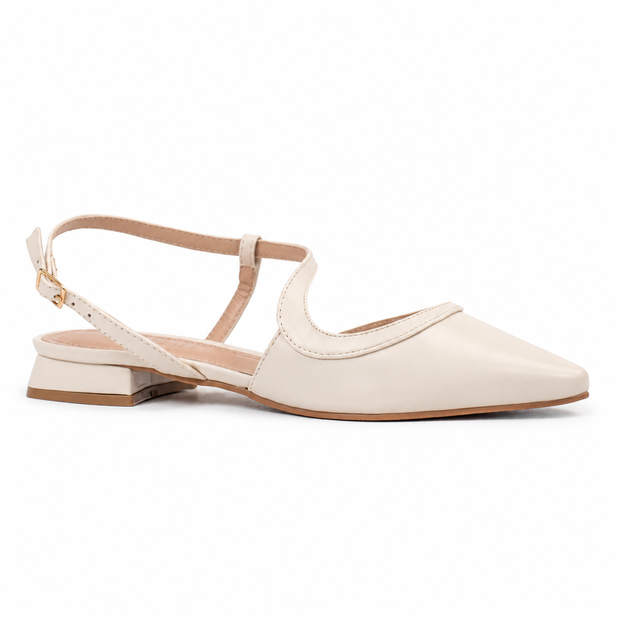 Slingback de Couro Madri Cavezzale Off White 105991