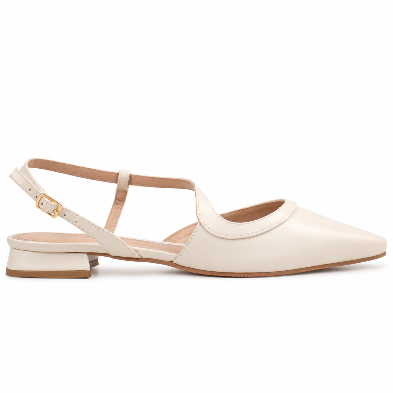 Slingback de Couro Madri Cavezzale Off White 105991