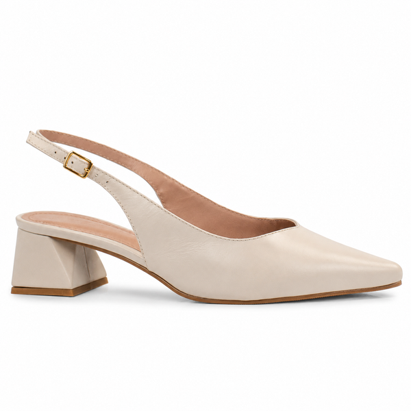Slingback de Couro Madri Cavezzale Amêndoa 105992