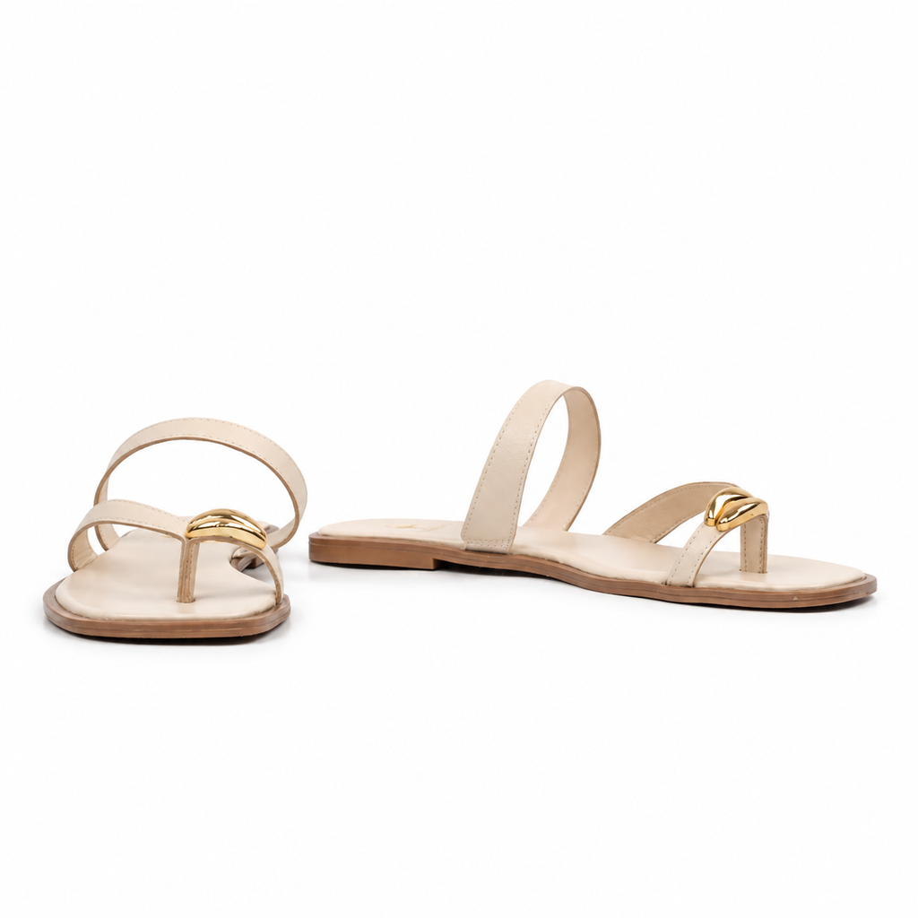 Sandália de Couro Slim Fly Cavezzale Off White 105944
