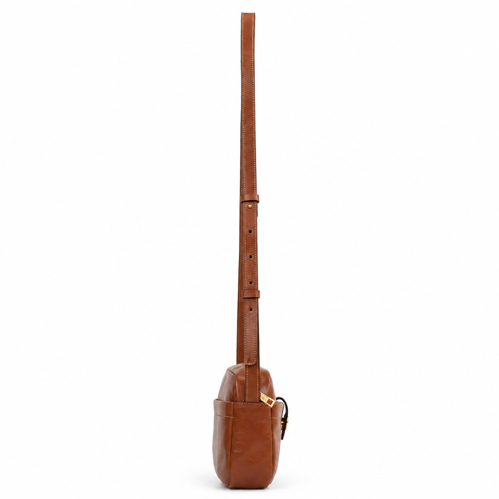 Bolsa Tiracolo Pequena de Couro Cavezzale Pecus Caramelo 106019