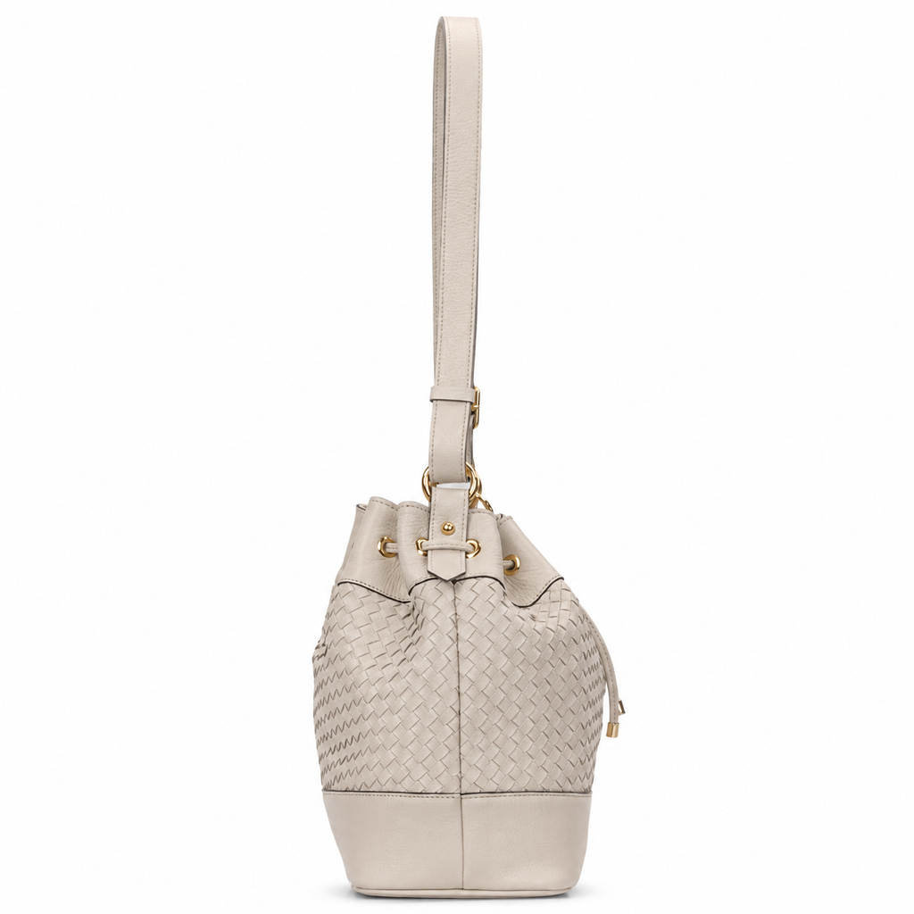 Bolsa Bucket Bag de Couro Cavezzale Marfim 106025
