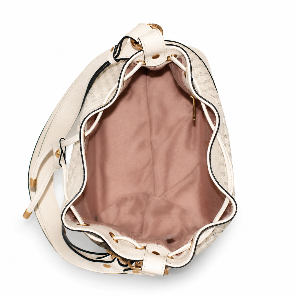 Bolsa Bucket Bag de Couro Cavezzale Marfim 106025