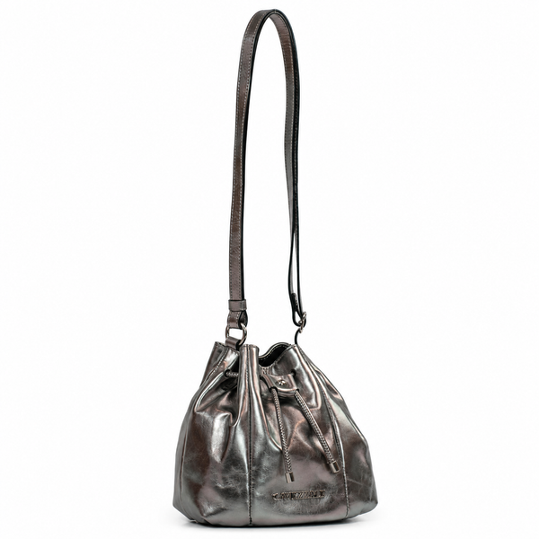 Bolsa Bucket de Couro Metalizado Cavezzale Inox 106030