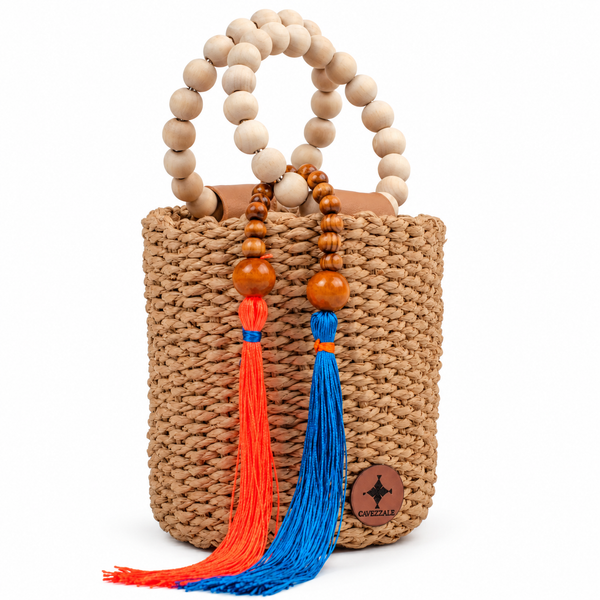 Bolsa Tote de Palha Feminina Pequena Caqui Cavezzale 106172