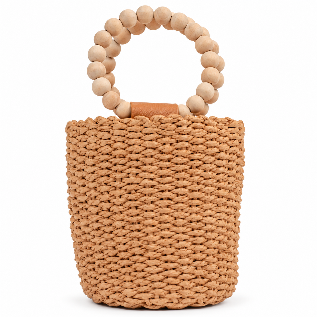 Bolsa Tote de Palha Feminina Pequena Caqui Cavezzale 106172