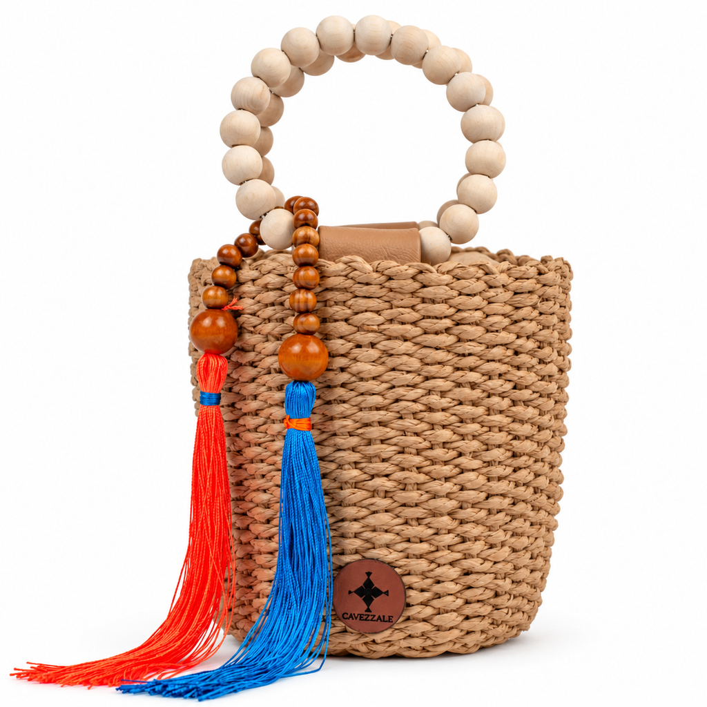 Bolsa Tote de Palha Feminina Pequena Caqui Cavezzale 106172