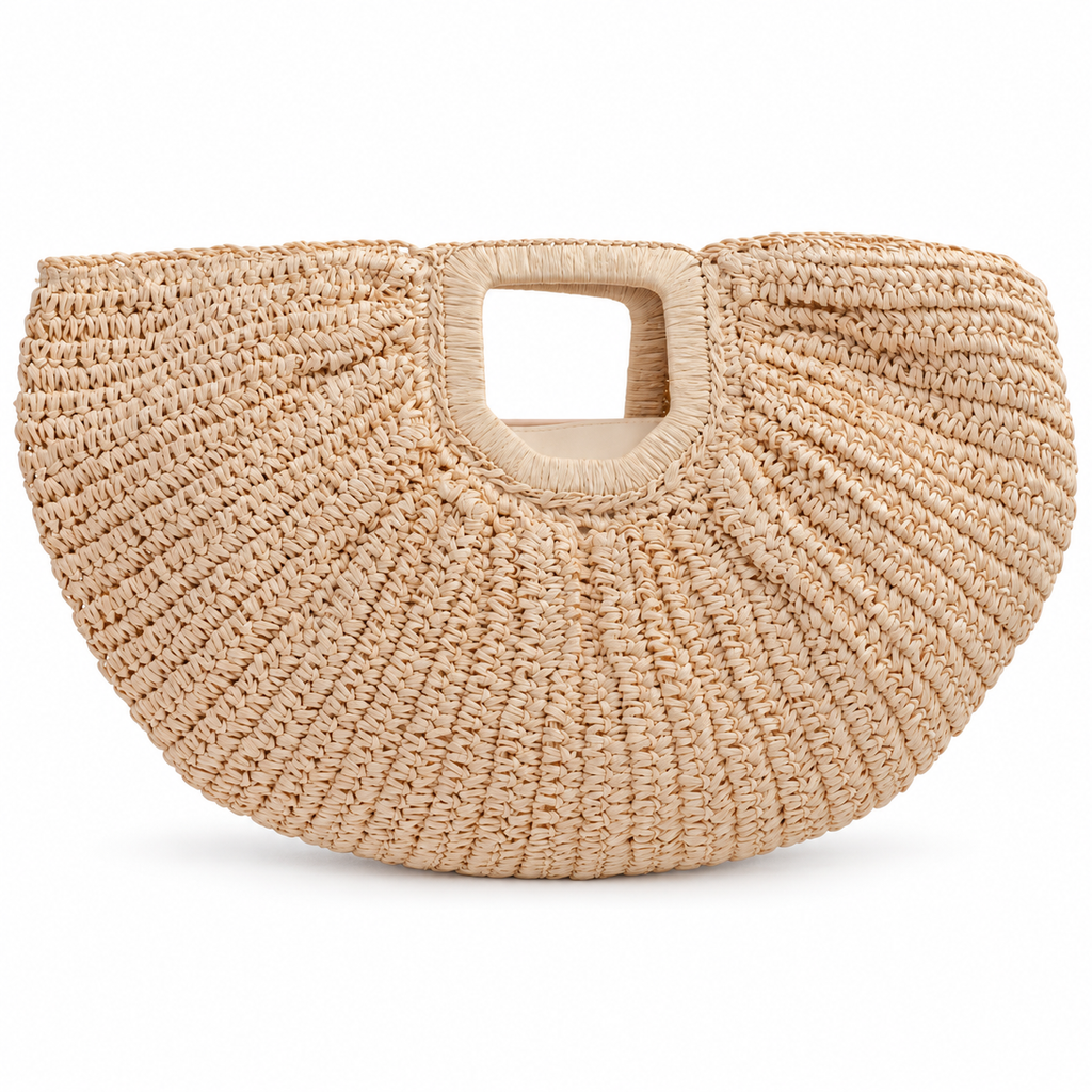 Bolsa de Palha Meia Lua Grande Feminina Bege Cavezzale 106173