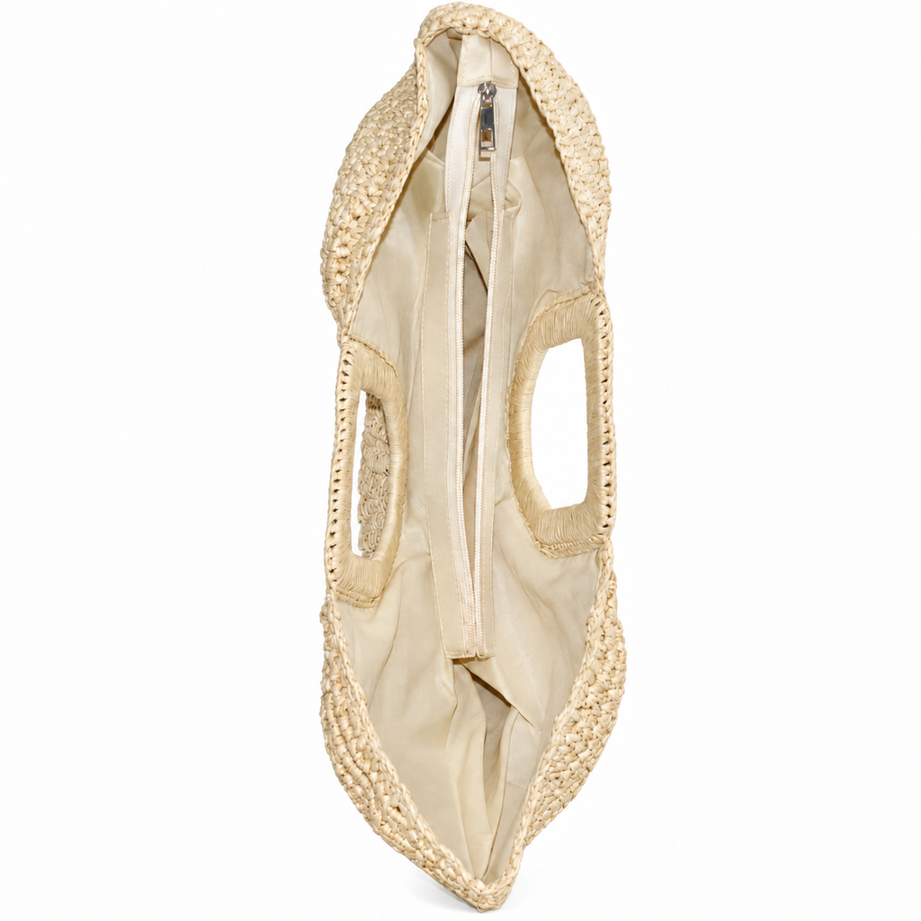 Bolsa de Palha Meia Lua Grande Feminina Bege Cavezzale 106173