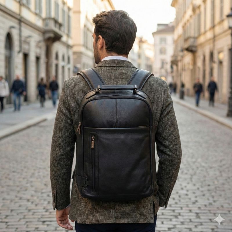 Mochila de Couro Cavezzale Bufalo Preto 103498
