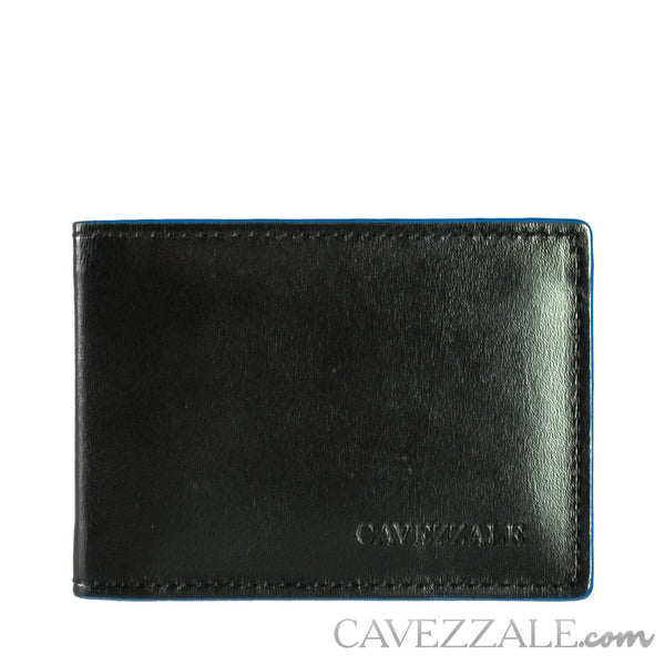 Carteira de Couro média Cavezzale Preto/Azul 102895