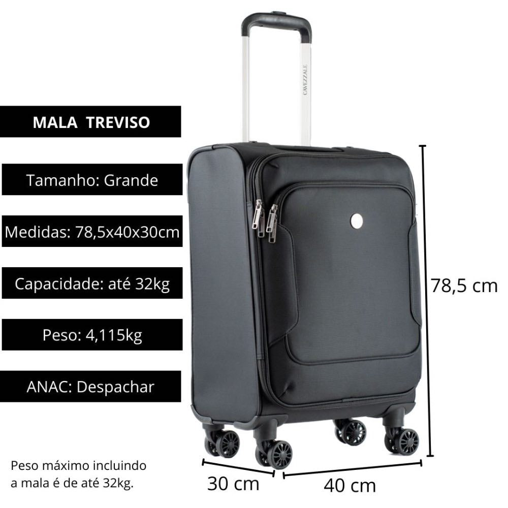 Mala de Viagem Grande Cavezzale Treviso Preto 104662
