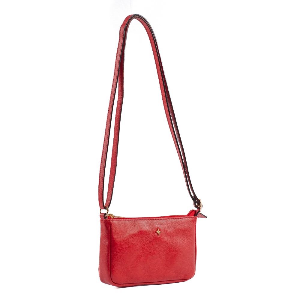 Bolsa Tiracolo Pequena de Couro Floter Cavezzale Vermelho 105021