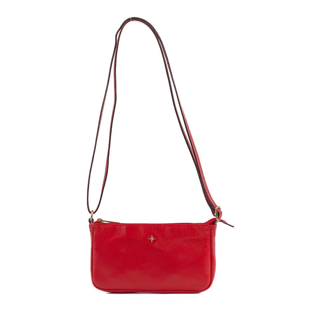 Bolsa Tiracolo Pequena de Couro Floter Cavezzale Vermelho 105021