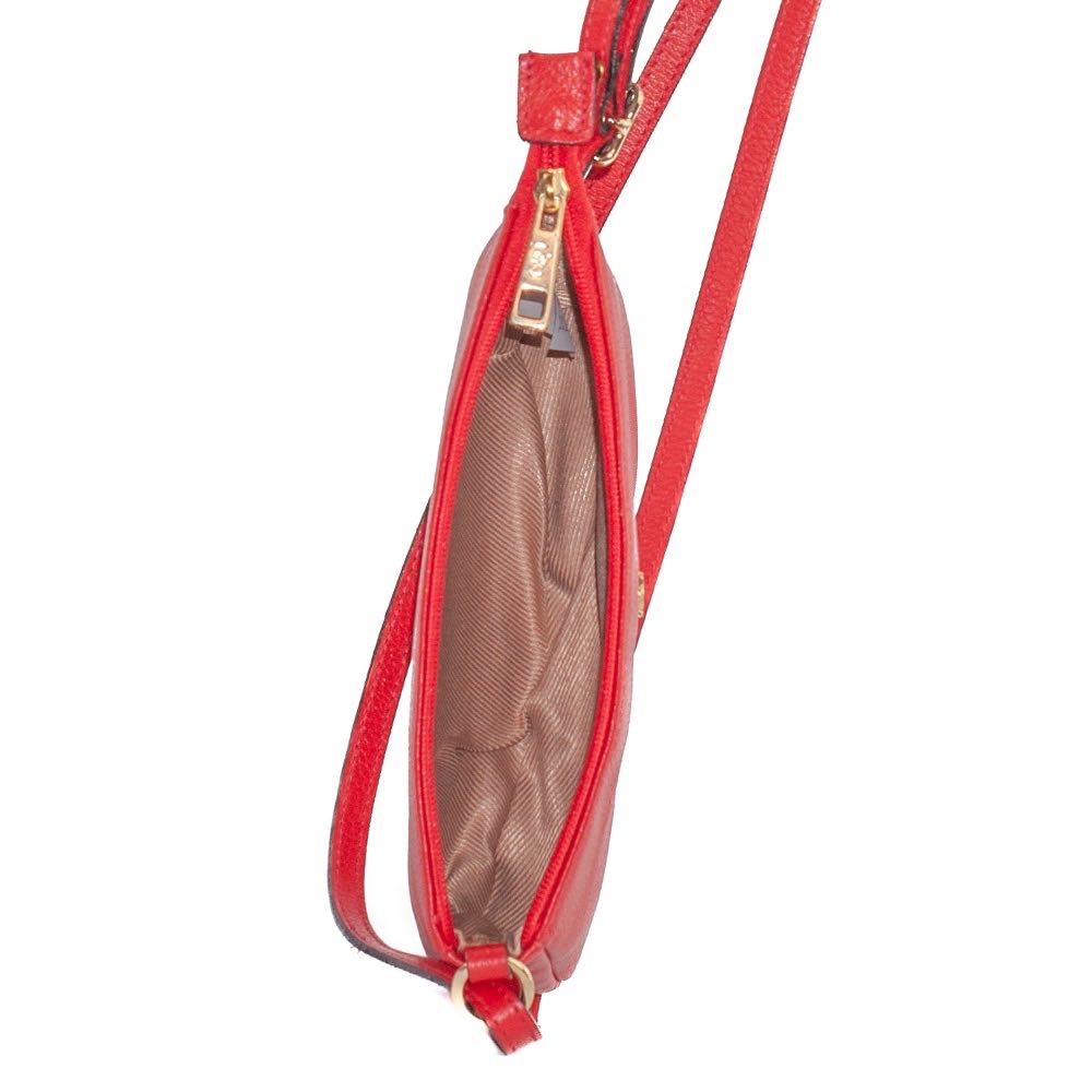 Bolsa Tiracolo Pequena de Couro Floter Cavezzale Vermelho 105021