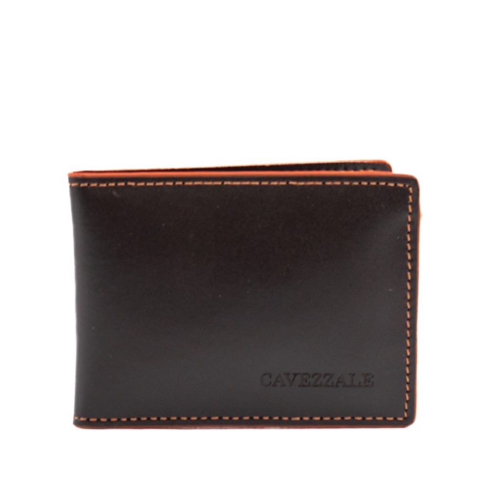 Carteira de Couro Masculina Cavezzale Chocolate/Laranja 105023