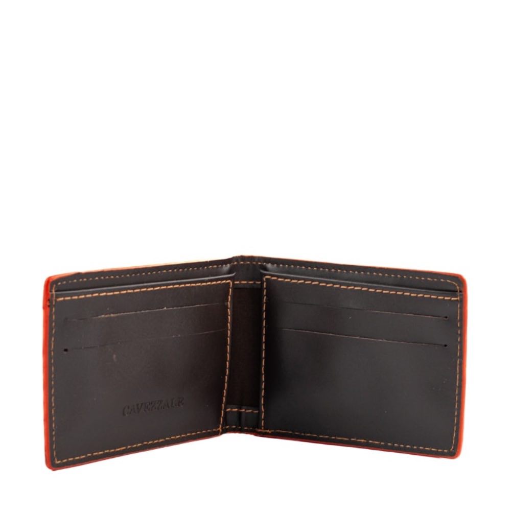 Carteira de Couro Masculina Cavezzale Chocolate/Laranja 105023