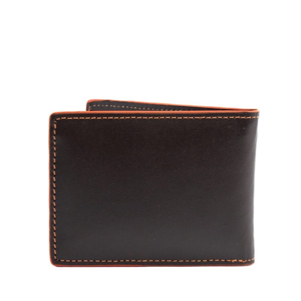 Carteira de Couro Masculina Cavezzale Chocolate/Laranja 105023