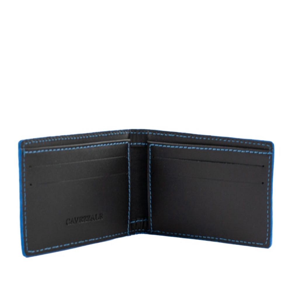 Carteira de Couro Masculina Cavezzale Preto/Azul 105023
