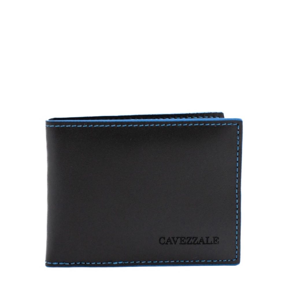 Carteira de Couro Masculina Cavezzale Preto/Azul 105024