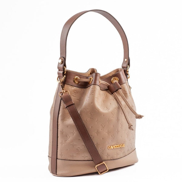 Bolsa Bucket Média Couro Monograma Cavezzale Crepe/Castor 105045
