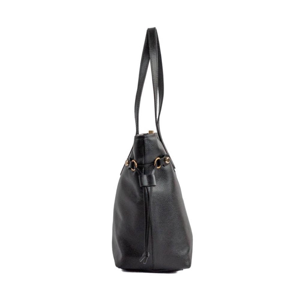 Shopping Bag Grande de Couro Floter Cavezzale Preto 105050