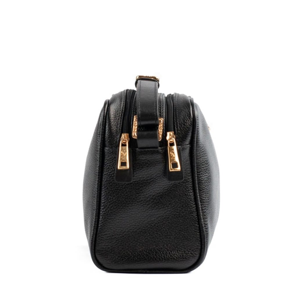 Bolsa Tiracolo Média de Couro Floter Cavezzale Preto 105052