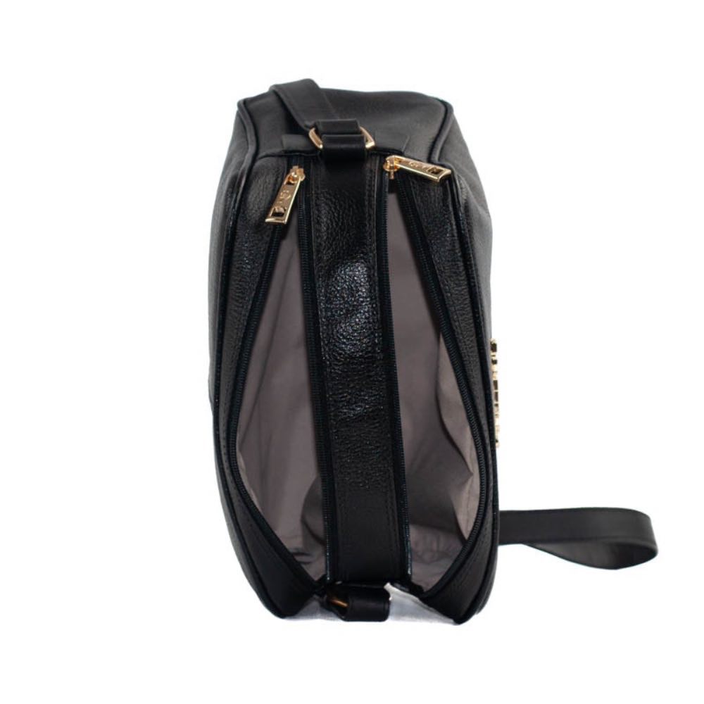 Bolsa Tiracolo Média de Couro Floter Cavezzale Preto 105052