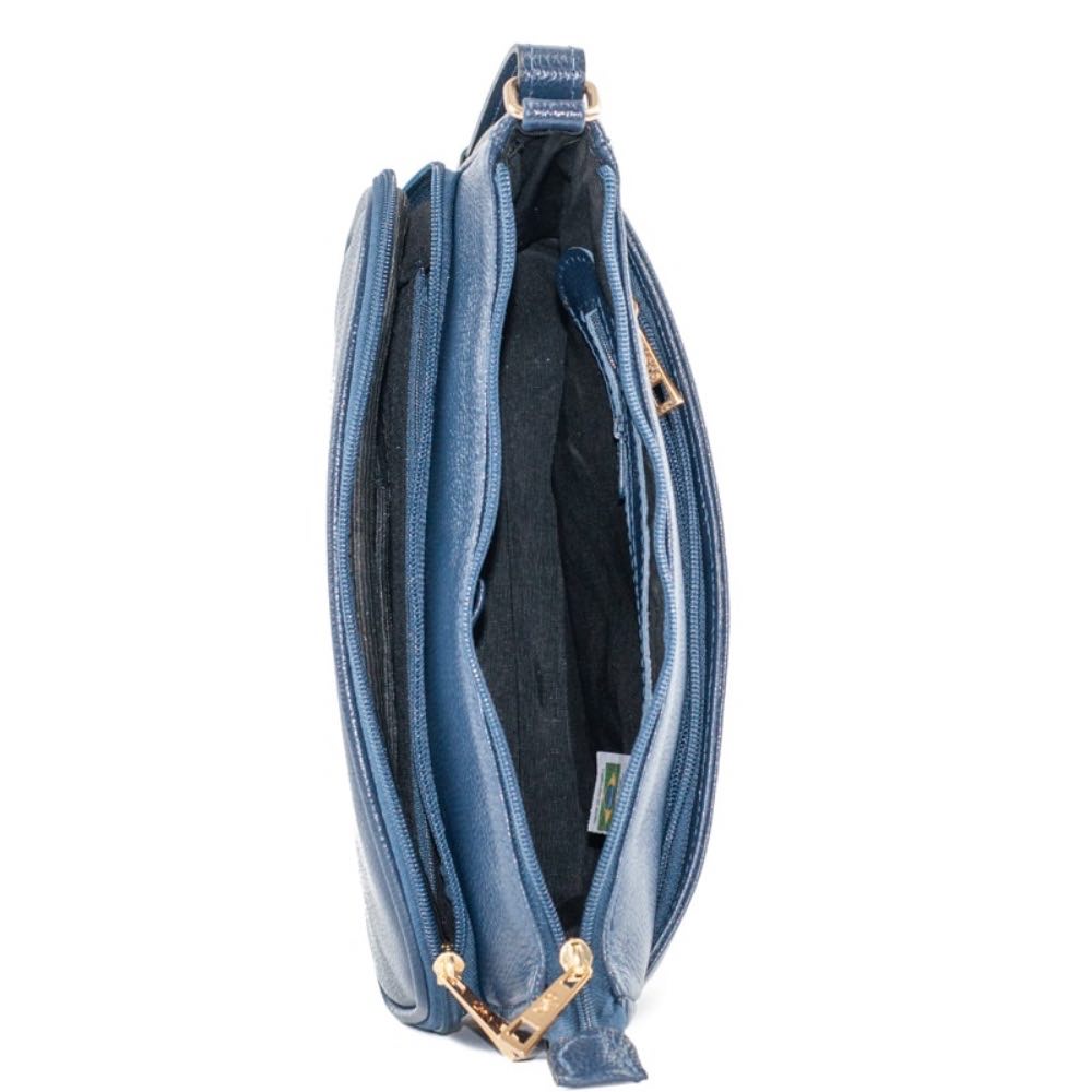 Bolsa Tiracolo Média de Couro Soft Cavezzale Marinho 105057