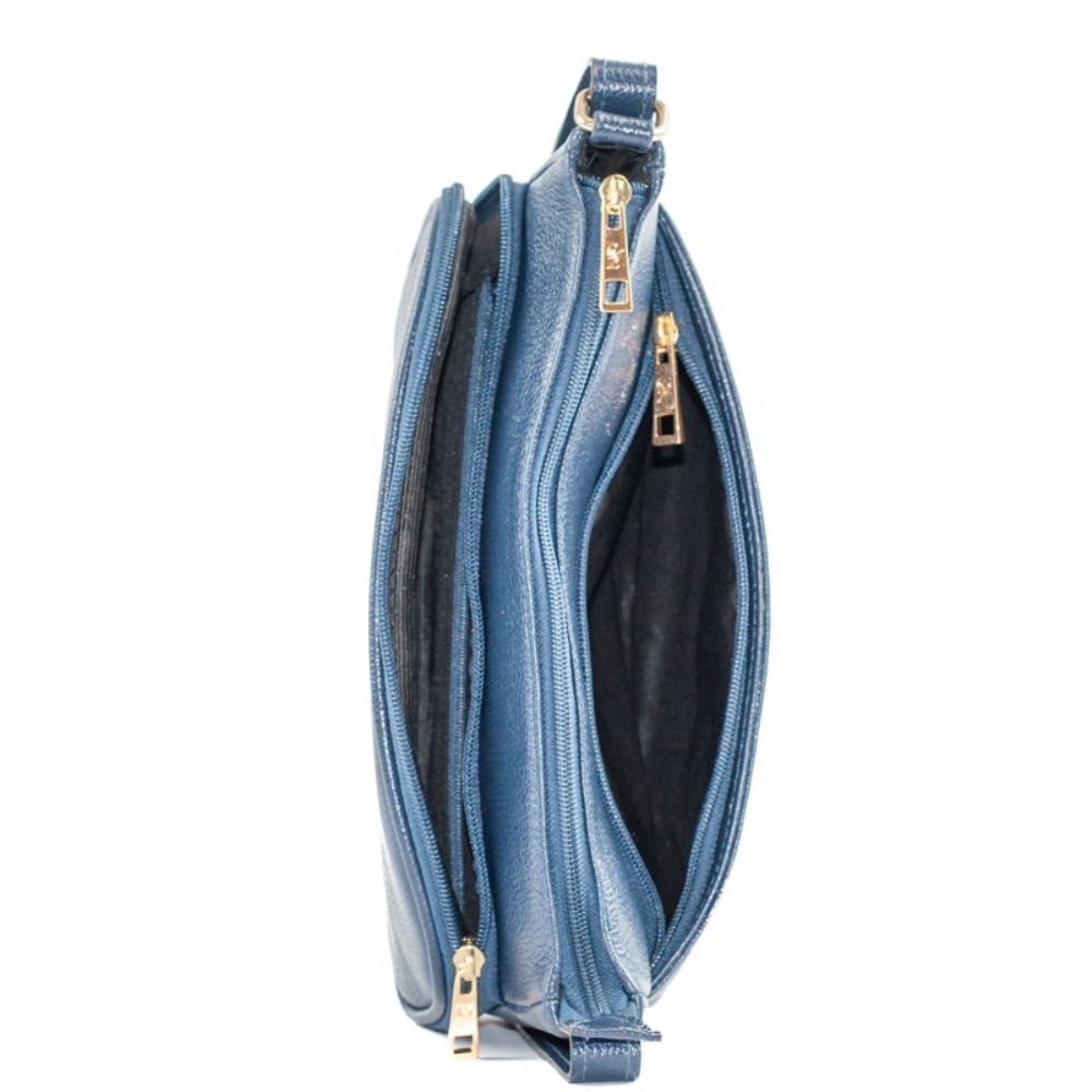 Bolsa Tiracolo Média de Couro Soft Cavezzale Marinho 105057