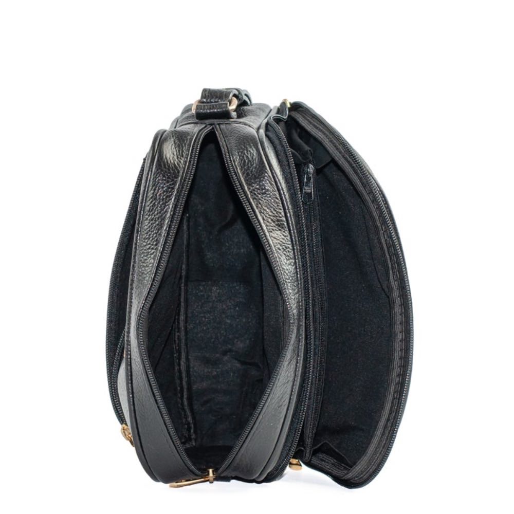 Bolsa Tiracolo Média de Couro Soft Cavezzale Preto 105058