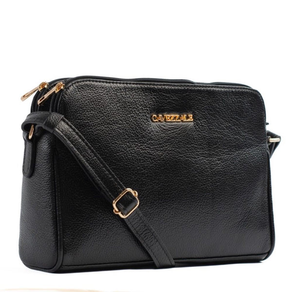 Bolsa Tiracolo Média de Couro Soft Cavezzale Preto 105059