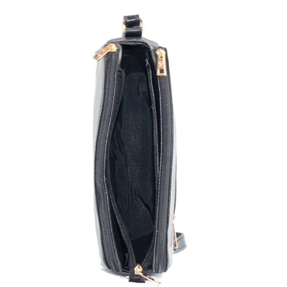 Bolsa Tiracolo Média de Couro Soft Cavezzale Preto 105059